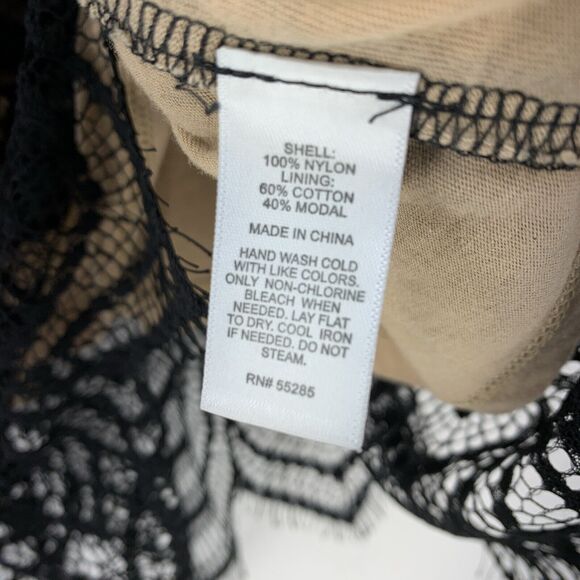 Express Womens Small Tank Cami Top Whimsy Goth Floral Lace Boho Festival Black - Picture 5 of 7